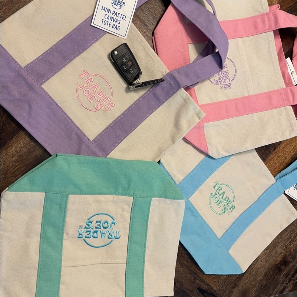 Trader Joe’s Mini Pastel Canvas Tote Bag Set